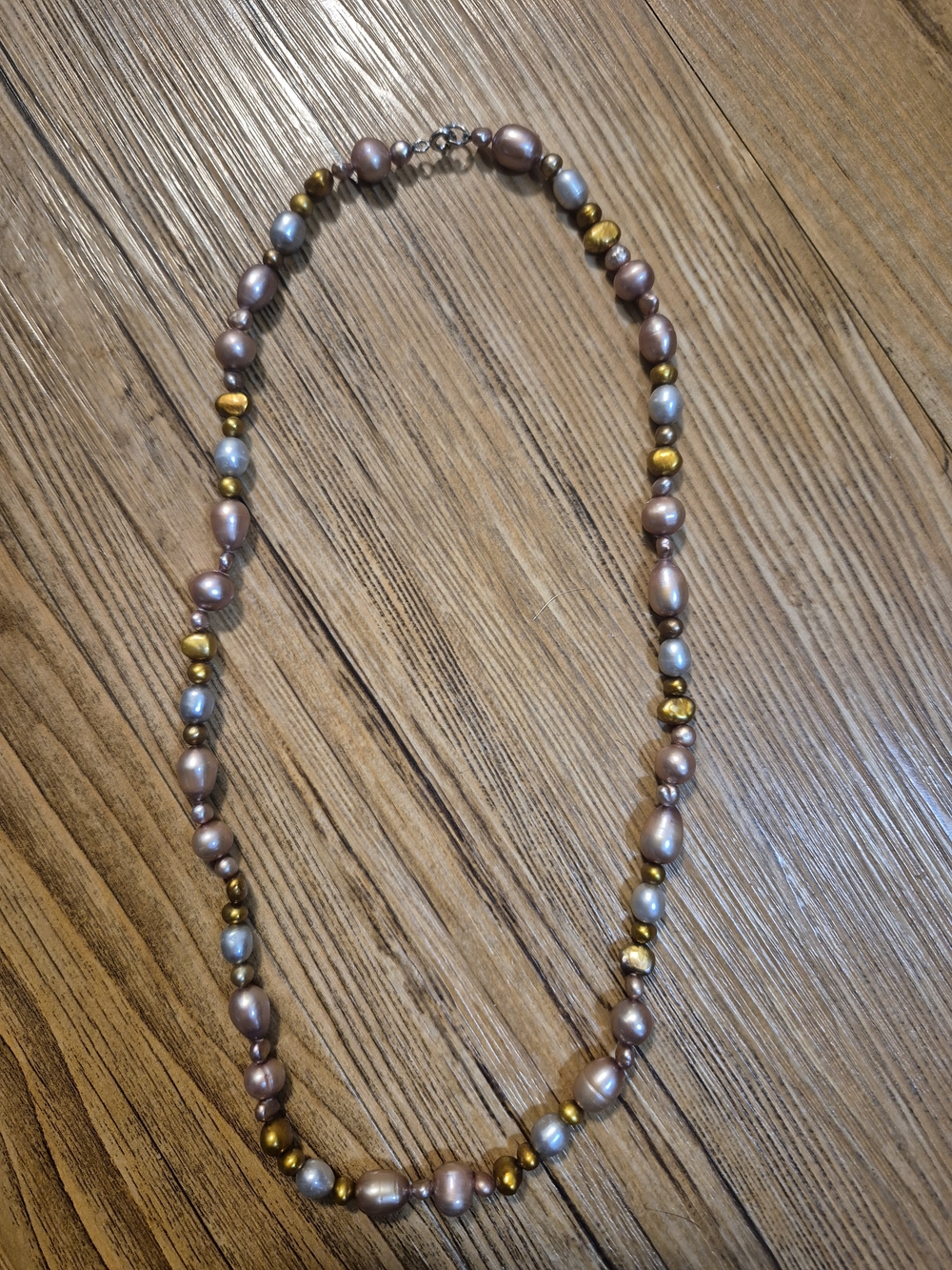 Honora Pearl Necklace- Silver Gold Mixture
